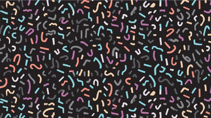 Confetti pieces scatter randomly across dark celebratory background decoration