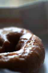 A close up of a donut.