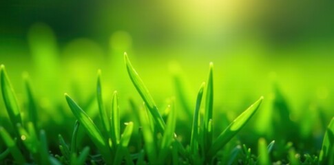 Obraz premium Vibrant green grass, newly sprouted, dew-kissed blades , meadow, field, color
