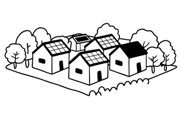 flat-design-eco-village-with-solar-panels