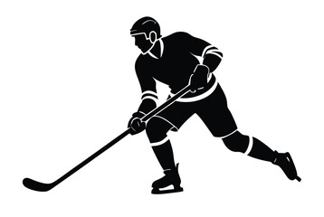 Fototapeta premium Silhouette of Hockey Player Vector Illustration Isolated on White Background for Sports Design