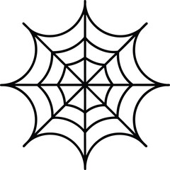 spider web icon line art vector illustration on transparent background	
