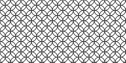 Seamless Black and White Interlocking Circles Pattern, Abstract Modern Geometric Ring Repeat Background, Minimalist Monochrome Design: Elegant Circle Motif.