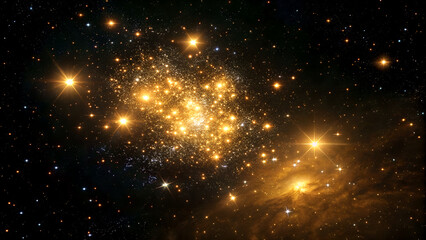 Fototapeta premium Scientifically accurate 4K space illustration with golden embedded starlight and precise particle distribution