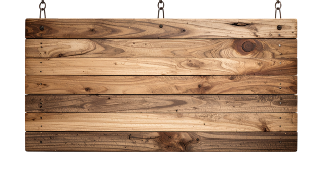 Old weathered wooden sign board with blank texture isolated on a white background