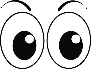 Cartoon eyes illustration in black and white with simple eyebrow design