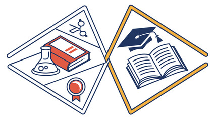 Colorful academic book icon set for education