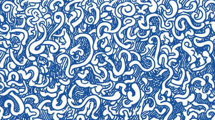 Swirls doodle abstract shapes intertwine detailed navy pattern simple background