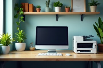 Clean, organized service desk area, ready for work, workspace, modern, solution