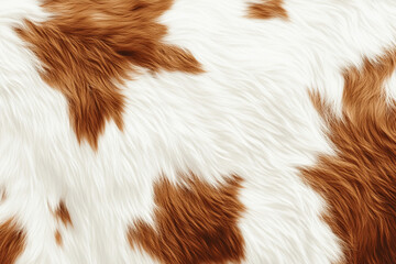close-up of a realistic cowhide pattern featuring natural brown and white spots. The organic texture of the animal skin provides an authentic, for Western-themed designs, interior decor mockups