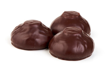 Chocolate Marshmallow Candy, isolated on white background