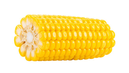 Yellow corn cobs, vibrant kernels, fresh sweet corn, agricultural produce, closeup photography, white background, bright lighting, crisp details, food photography, farm-fresh vegetables, golden yellow