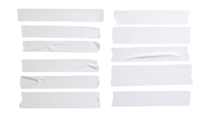 Gray adhesive tape isolated on transparent background. Paper tape sticker with ripped edges. scotch plastic. Torn masking tape set. Template mockup for message, labels, add text, Design elements. PNG