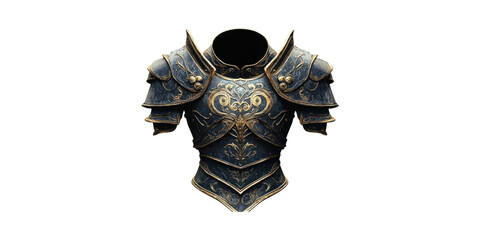 Ornate Medieval Armor Breastplate. Historical Warfare And Fantasy Costume Design Isolated On Transparent Background