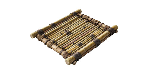 Bamboo Raft. Traditional Craftsmanship And Natural Materials Isolated On Transparent Background