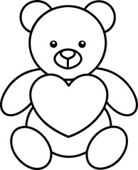 Obraz premium teddy bear with heart icon line art vector illustration on transparent background 