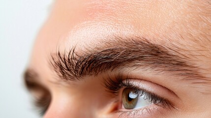Close-up view of the scalp and hair follicles showing the effects of dandruff buildup and flakes on the hair roots.
