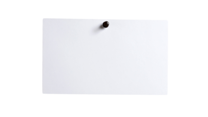 White paper sticky note with red push pin isolated on transparent background