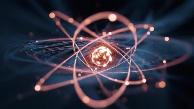 macro photo of Atomic nucleus and electron cloud