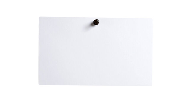 White paper sticky note with red push pin isolated on transparent background