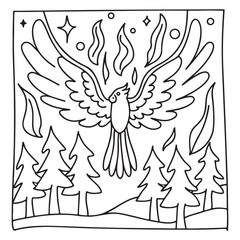 Secret Forest – Bold and Easy Coloring Pages for All Ages | Magical Nature Scenes to Color | Line art vector illustration | Forest Coloring Page | animal coloring page | Print