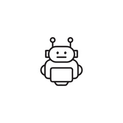 Chatbot Robot Icon Flat Vector Sign of AI Assistant on Isolated White Background.