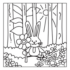 Secret Forest – Bold and Easy Coloring Pages for All Ages | Magical Nature Scenes to Color | Line art vector illustration | Forest Coloring Page | animal coloring page | Print