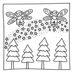 Secret Forest – Bold and Easy Coloring Pages for All Ages | Magical Nature Scenes to Color | Line art vector illustration | Forest Coloring Page | animal coloring page | Print