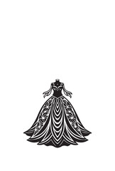  Elegant Ladies Dress Silhouette Vector Template Feminine, Chic Design for Fashion Logos and Stylish Branding Concepts.