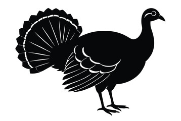 Obraz premium Turkey Silhouette Vector Illustration Isolated on White Background for Thanksgiving Design