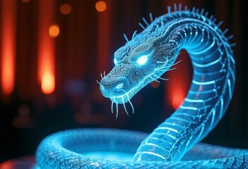 Serpentine Illusion in Blue Light and Shadow