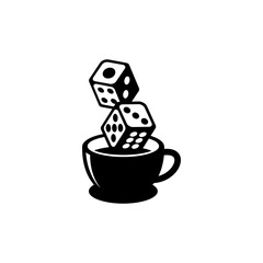Dice block and a cup of coffee, cafe and bar