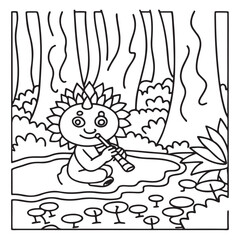 Secret Forest – Bold and Easy Coloring Pages for All Ages | Magical Nature Scenes to Color | Line art vector illustration | Forest Coloring Page | animal coloring page | Print