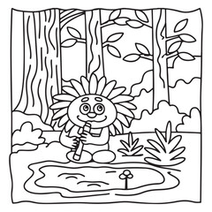 Secret Forest – Bold and Easy Coloring Pages for All Ages | Magical Nature Scenes to Color | Line art vector illustration | Forest Coloring Page | animal coloring page | Print