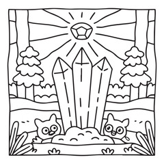 Secret Forest – Bold and Easy Coloring Pages for All Ages | Magical Nature Scenes to Color | Line art vector illustration | Forest Coloring Page | animal coloring page | Print