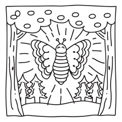 Secret Forest – Bold and Easy Coloring Pages for All Ages | Magical Nature Scenes to Color | Line art vector illustration | Forest Coloring Page | animal coloring page | Print