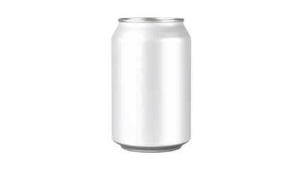 Top view close-up of a completely blank white beer can, showcasing a sleek and modern design against a transparent background, ideal for branding or label design purposes.