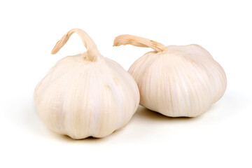 Two Garlic Bulbs, isolated on white background