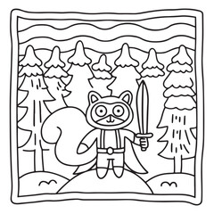 Secret Forest – Bold and Easy Coloring Pages for All Ages | Magical Nature Scenes to Color | Line art vector illustration | Forest Coloring Page | animal coloring page | Print