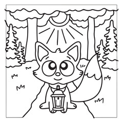 Secret Forest – Bold and Easy Coloring Pages for All Ages | Magical Nature Scenes to Color | Line art vector illustration | Forest Coloring Page | animal coloring page | Print