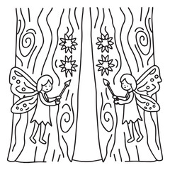 Secret Forest – Bold and Easy Coloring Pages for All Ages | Magical Nature Scenes to Color | Line art vector illustration | Forest Coloring Page | animal coloring page | Print