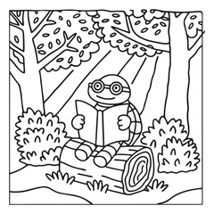 Secret Forest – Bold and Easy Coloring Pages for All Ages | Magical Nature Scenes to Color | Line art vector illustration | Forest Coloring Page | animal coloring page | Print