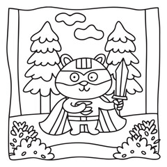 Secret Forest – Bold and Easy Coloring Pages for All Ages | Magical Nature Scenes to Color | Line art vector illustration | Forest Coloring Page | animal coloring page | Print
