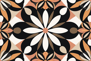 Abstract black and white floral pattern design