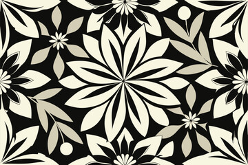 Abstract black and white floral pattern design
