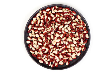 Scarlet Runner Beans on Plate, isolated on white background