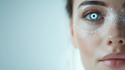 Futuristic medical technology displaying a holographic projection of an AI-powered scalp analysis for healthcare research and diagnostics