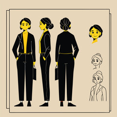 Businesswoman illustrations in various poses vector suitable for designs