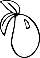 Illustration of hand drawn pear fruit illustration vector design element pear with leaves outline drawing pear icon 100x100 vector