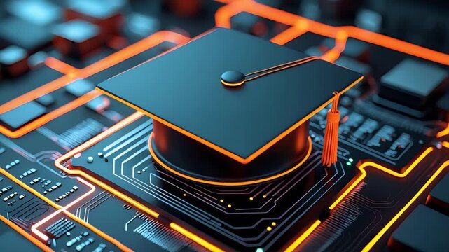 Graduation Cap Circuit Board Technology Education Electronics Learning Innovation Digital Design